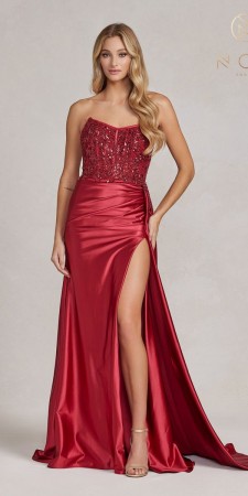 Nox Anabel E1174 Strapless Sequin Corset Gown