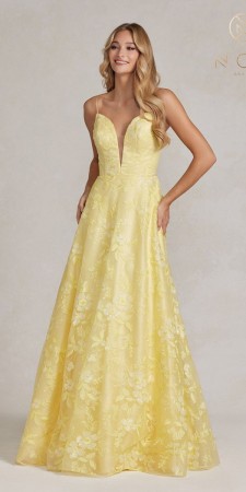 Nox Anabel E1175 Floral A-Line Evening Gown