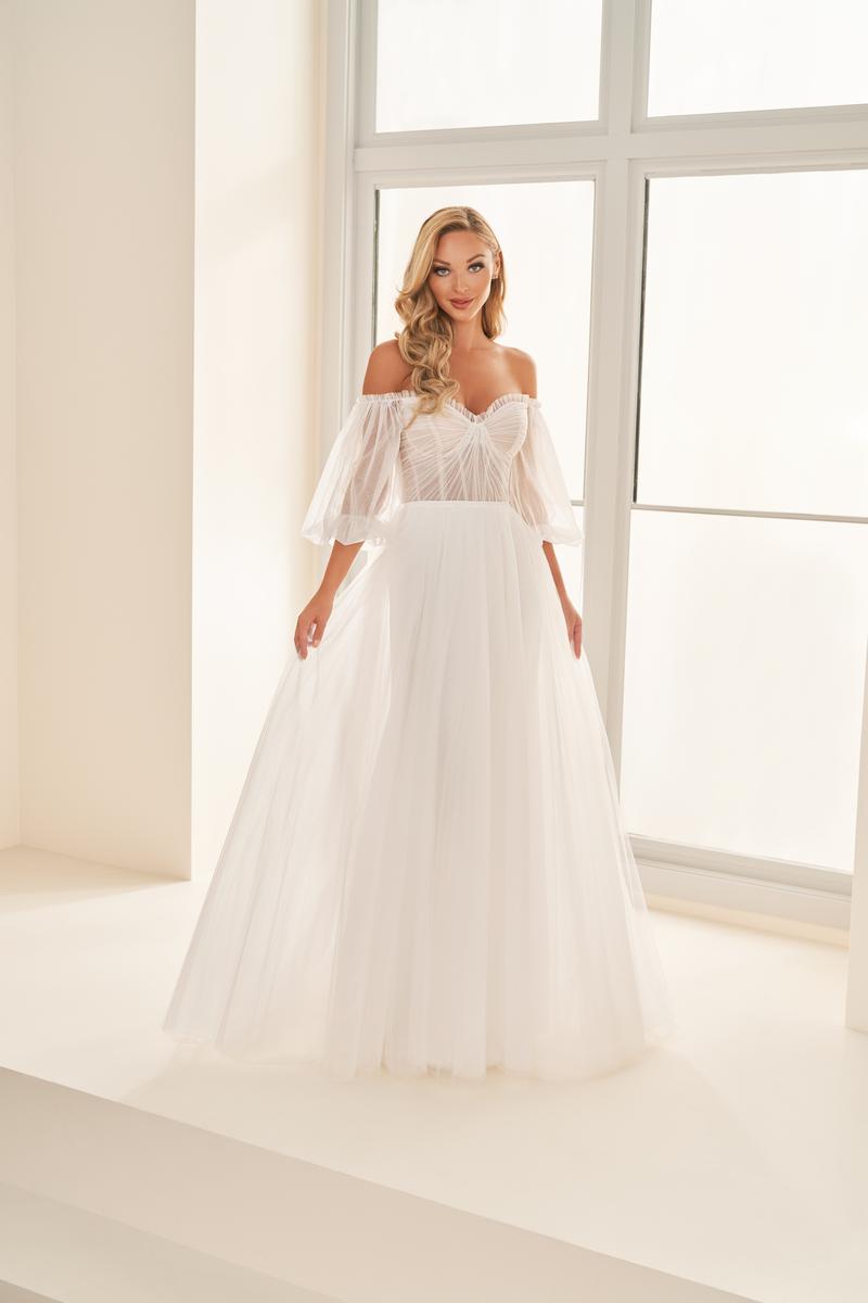 French Novelty Enchanting by Mon Cheri E2520 Dreamy Puff Sleeve Bridal