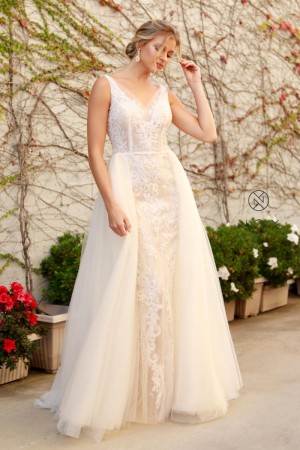 Nox Anabel E474 Floral Lace Informal Bridal Gown