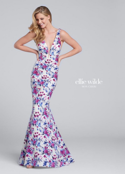 Floral Mermaid Prom Dress