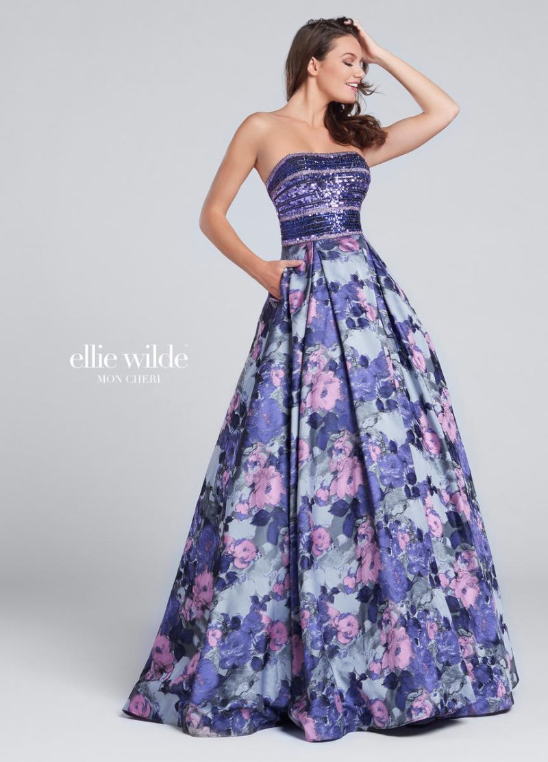 Ellie Wilde for Mon Cheri EW117162 Floral Jacquard Ball Gown: French ...