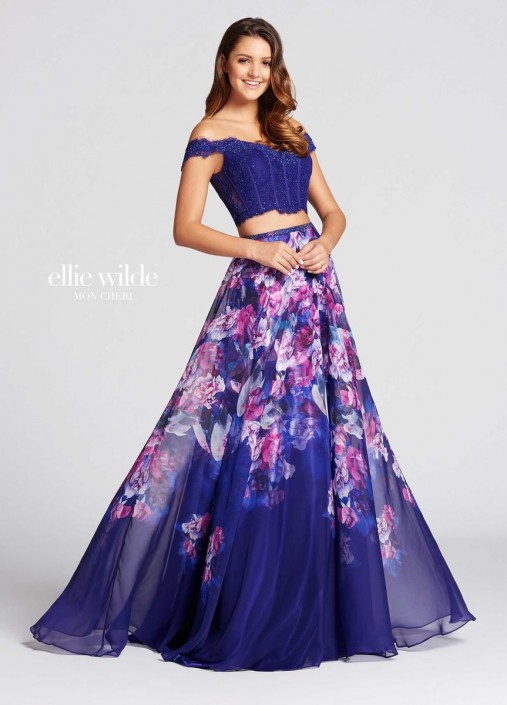 purple floral prom dress