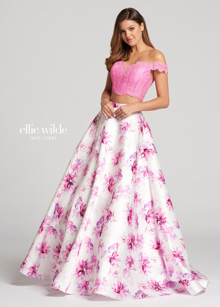Ellie Wilde for Mon Cheri EW118178 Lace Floral 2pc Gown