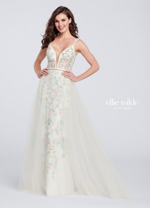 Ellie Wilde EW119011 Pastel Prom Gown with Overlay