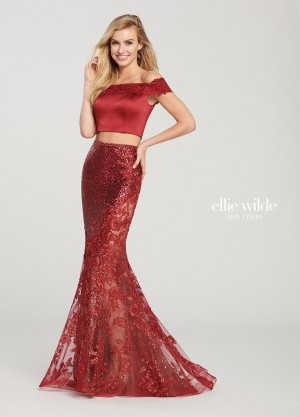 Ellie Wilde EW119026 Sequin Lace 2 Piece Gown