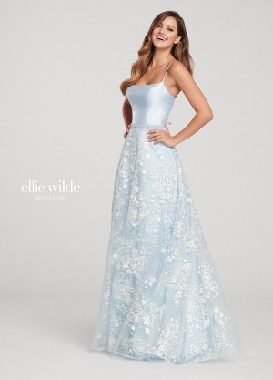 Ellie Wilde EW119037 Dainty Lace Up Back Prom Dress