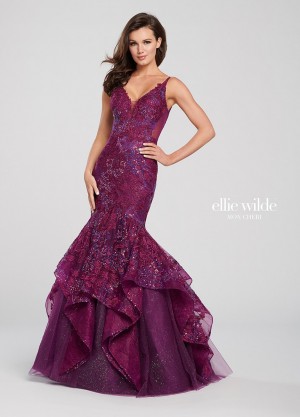 Ellie Wilde EW119038 Sparkling Lace Mermaid Dress