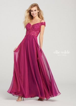 Ellie Wilde EW119042 Flowing Off Shoulder Prom Dress