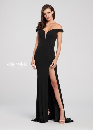 Ellie Wilde EW119046 Colorful Floral Back Prom Dress