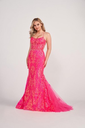 Ellie Wilde EW34023 Floral Sequin Prom Dress