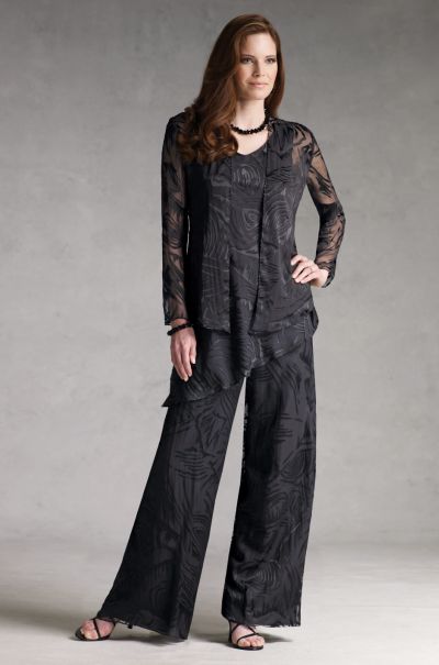 Silk Burnout Pantsuit Capri by Mon Cheri Formal Pant Set CP21023-1 ...