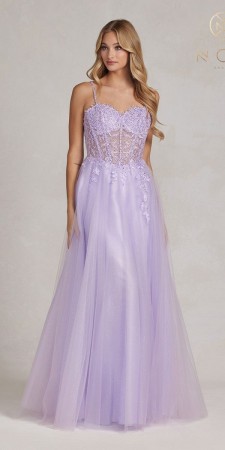 Nox Anabel F1087 Sheer Embroidered Top Gown
