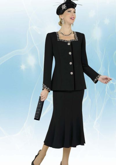 Ben Marc International Womens Black 2pc Church Suit with Hat 47170 ...