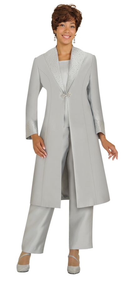 French Novelty: Nubiano N95803 Womens Church Studded Pant Suit with Duster