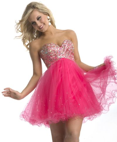 Party Time 6893 Sparkle Soft Tulle Short Homecoming Dress: French Novelty