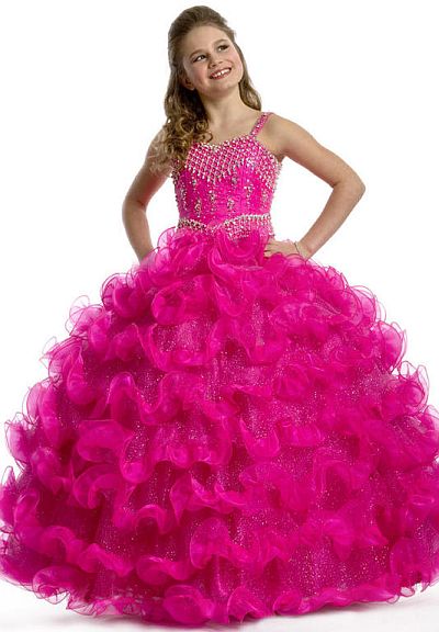 Perfect Angels 1473 Girls Sparkle Tulle Ruffle Ball Gown: French Novelty