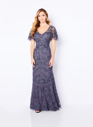 Size 16 Gunmetal Cameron Blake 221681 Flutter Sleeve Mothers Gown