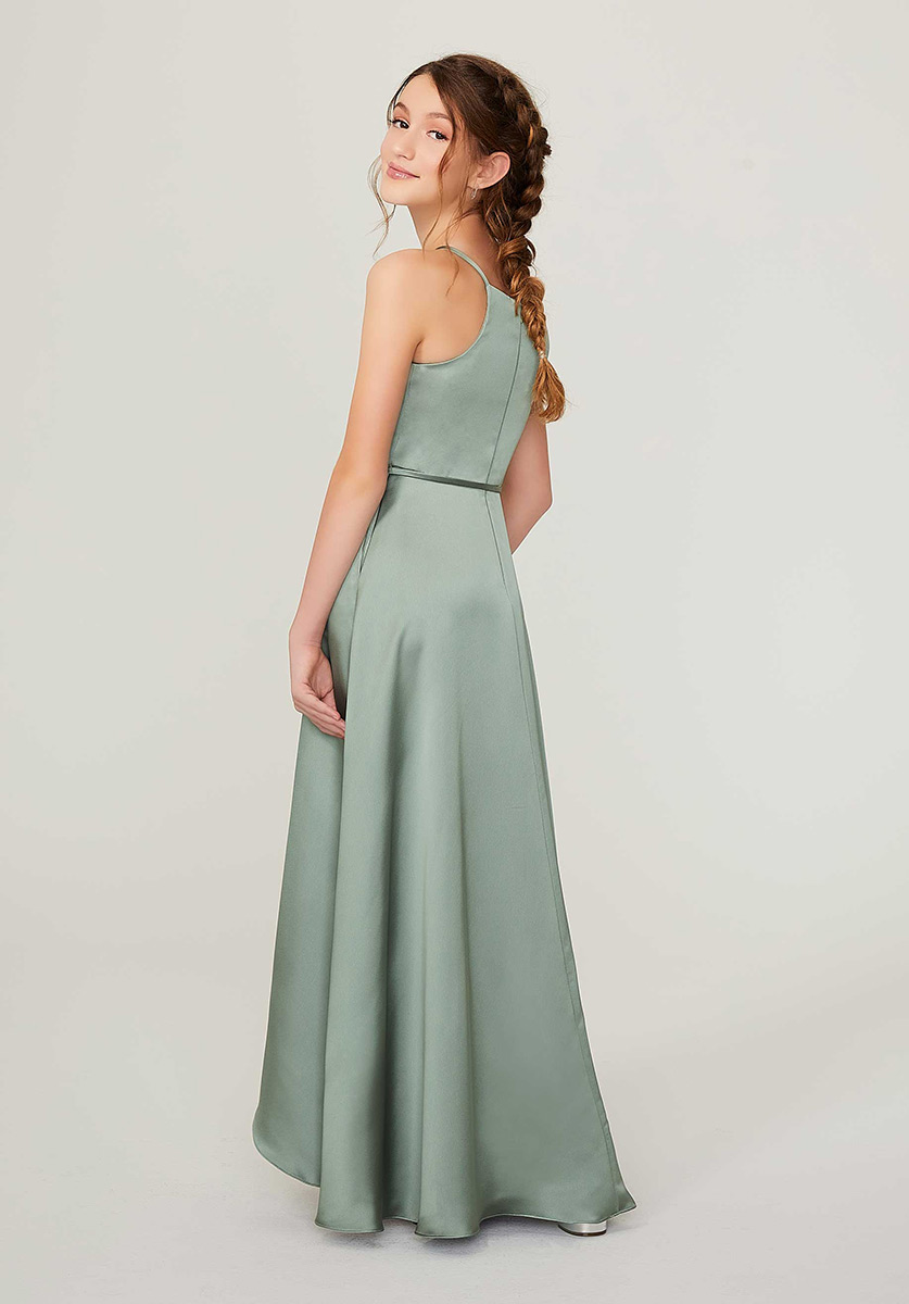 French Novelty Size 8 Moss Morilee 13211 High Low Junior Bridesmaid Dress