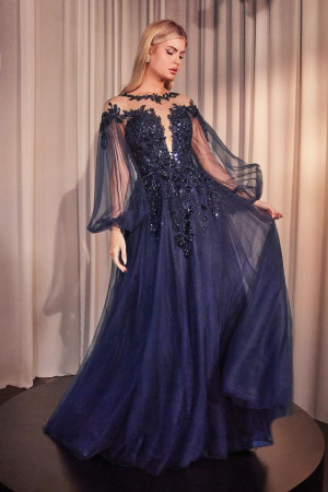 Andrea and Leo A1263 Gorgeous Sheer Long Sleeve Gown