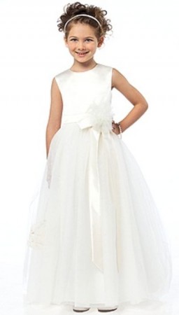 Dessy Satin Tulle Flower Girl Dress FL4030