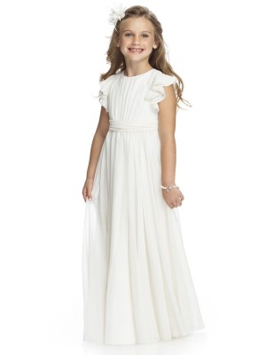 Dessy FL4038 Flutter Sleeve Chiffon Flower Girl Dress