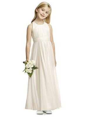Dessy FL4054 Lux Chiffon Flower Girls Dress with Long Bow