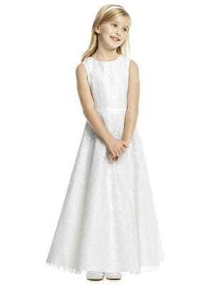 Dessy FL4056 Sequin Illusion Flower Girls Dress