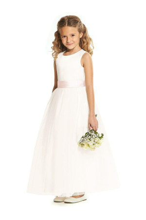 Dessy FL4060 Ivory Flower Girl Dress with Sash