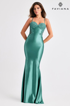 Faviana 11403 Long Formal Dress with Stretch Satin and Open Back