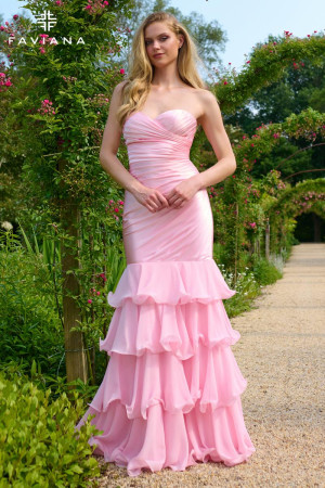 Faviana 11419 Long Engagement Party Dress with Stretch Satin And Chiffon
