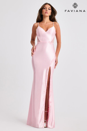 Faviana 11466 Formal Evening Gown with Sleek Stretch Satin