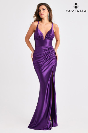 Faviana E11423 Long Special Occasion Dress with Elegant Bodycon Satin