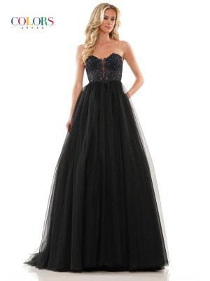 Glow by Colors G1094 Strapless Laceup Back Gown