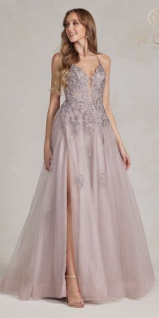 Nox Anabel G1149 Floral Applique A-Line Gown