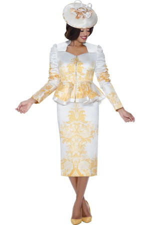 GMI G400832 Ladies Ruched Sleeve Print Church Suit