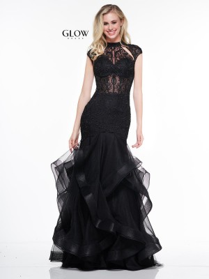 Glow by Colors G842 Cascading Ruffle Mermaid Dress