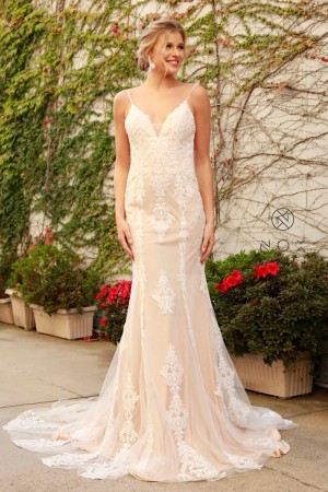 Nox Anabel H494 Sheer Lace Informal Wedding Gown