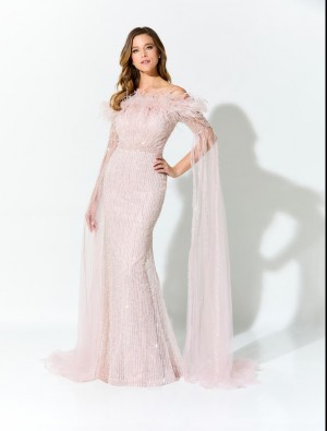 Ivonne D for Mon Cheri ID917 Dramatic Boa Gown