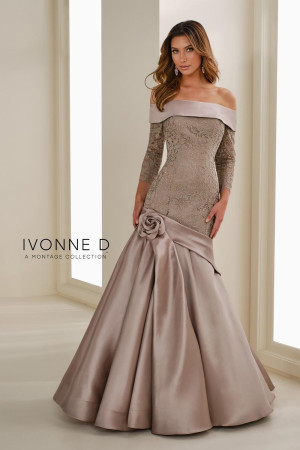 Ivonne D ID1409 Long Semi-Formal Dress Featuring Off-The-Shoulder Neckline