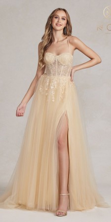 Nox Anabel J1089 Illusion Corset A-Line Gown