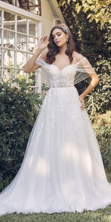 Nox Anabel JE946 Sheer Draped Sleeves Wedding Gown
