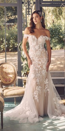 Nox Anabel JE974 Off Shoulder Sheer Corset Bridal Gown