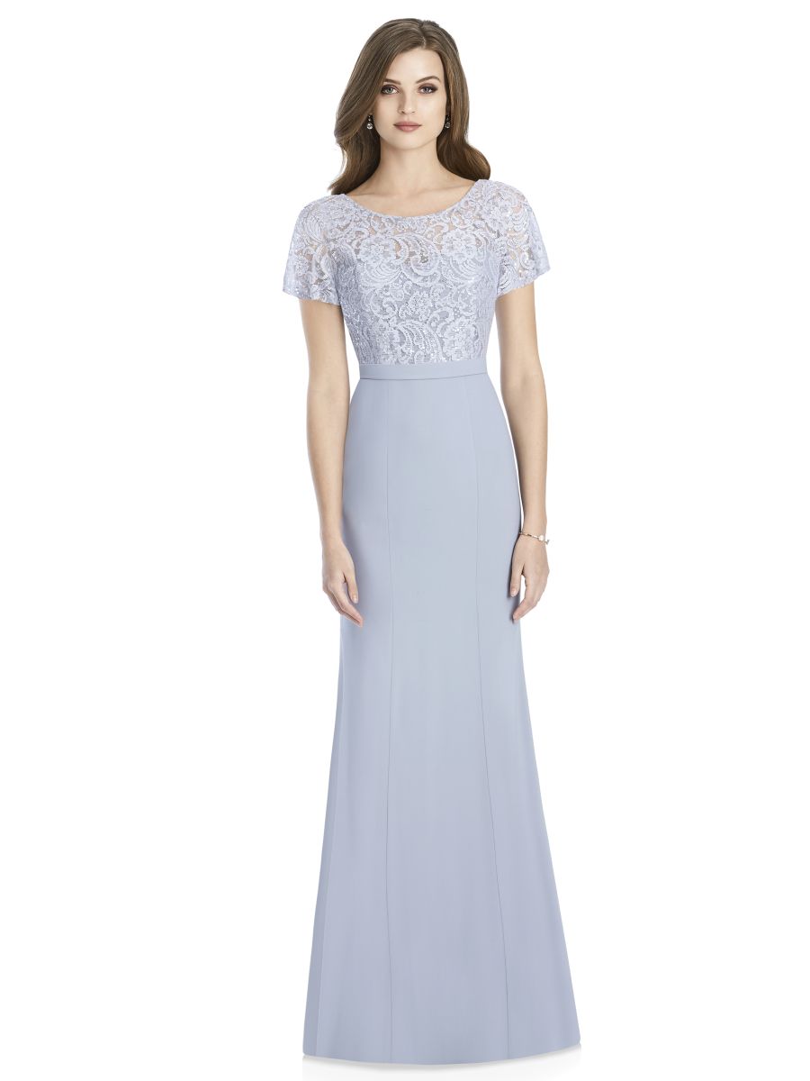 grey lace top bridesmaid dress