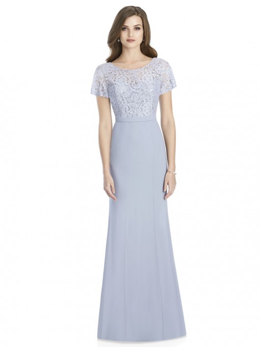 grey lace top bridesmaid dress