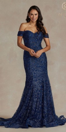Nox Anabel JQ502 Off Shoulder Shimmering Gown