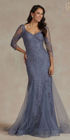 Nox Anabel JQ504 Sheer Sleeve Evening Gown