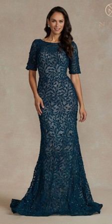 Nox Anabel JQ506 Elbow Sleeve Evening Gown