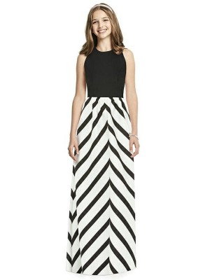Dessy JR536P Black Striped Junior Bridesmaid Dress