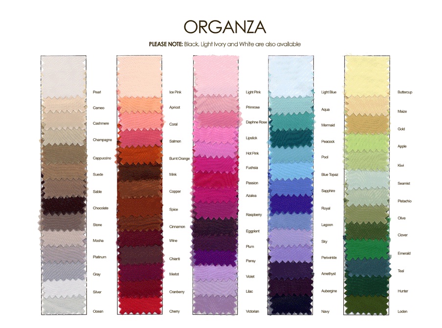 Organza Color Chart